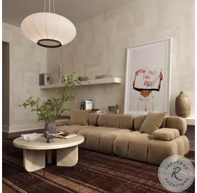 Calliope Cafe Au Lait Performance Velvet Modular 118" Sofa