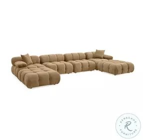 Calliope Cafe Au Lait Performance Velvet 6 Piece Modular U Sectional
