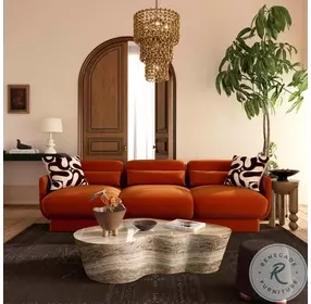 Azalea Rust Orange Velvet 91" Sofa