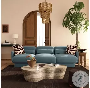 Azalea Powder Blue Velvet 91" Sofa