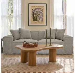 Mindy Taupe Chenille Basketweave Modular 84" Loveseat