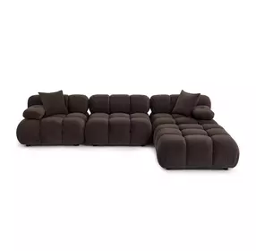 Calliope Dark Brown Performance Velvet 4 Piece Modular Sectional with Pillow
