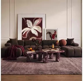 Calliope Dark Brown Performance Velvet 6 Piece Modular U Sectional with Pillow