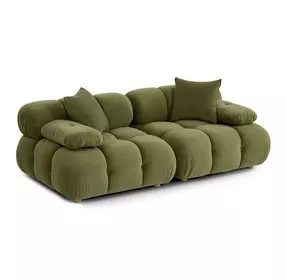 Calliope Olive Green Performance Velvet 2 Piece Modular Loveseat Sectional with Pillow