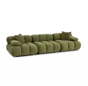 Calliope Olive Green Performance Velvet 3 Piece Modular Sofa Sectional with Pillow