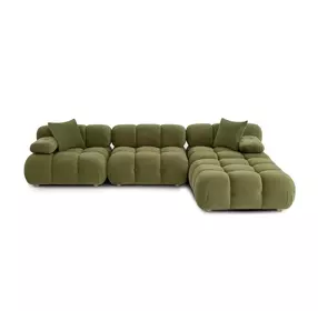 Calliope Olive Green Performance Velvet 4 Piece Modular Sectional with Pillow