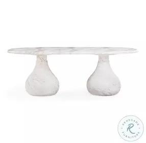 Smooch White Faux Marble Print Outdoor Oval Dining Room Set