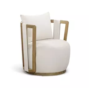 Paolo Cream Performance Fabric Upholstered Outdoor Accent Chair with Pillow