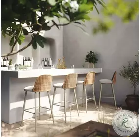 Alexa Cream Outdoor Counter Height Stool