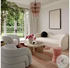 Bounce Rose Pink Ruched Velvet Adjustable Ottoman