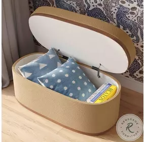 Olivier Peach Boucle Oval Storage Ottoman