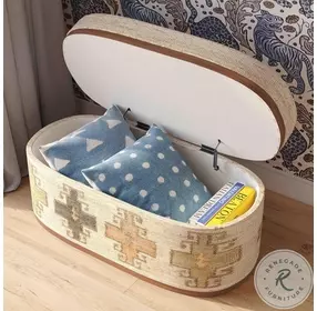 Olivier Cotton Oval Storage Ottoman