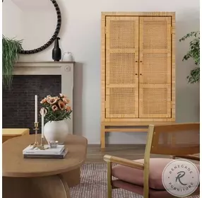 Amara Natural Woven Rattan Bar Cabinet