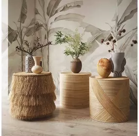 Matea Natural Round Cross Side Table