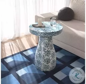 Halio Blue Floral Shell Side Table