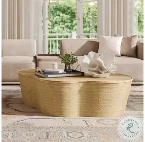 Slab Natural Seagrass Free Form Coffee Table