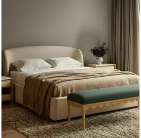 Oodle Green Performance Fabric Upholstered Bed Bench