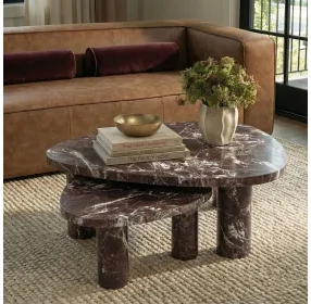 Libby Red Levanto Triangular Outdoor Concrete Top Coffee Table