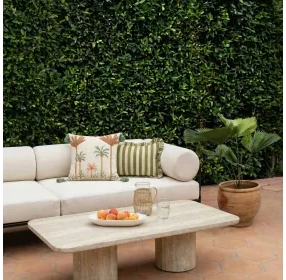 Tyche Travertine Rectangular Outdoor Concrete Top Coffee Table