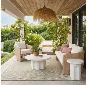 Suraya Ivory Round Outdoor Concrete Top Side Table