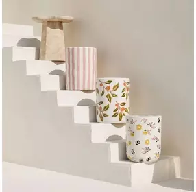 Ceramic White and Orange Round Outdoor Concrete Top Side Table