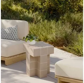 Alma Taupe Square Outdoor Concrete Top Side Table