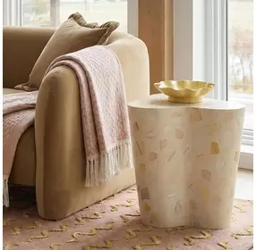 Slab Butternut Outdoor Freeform Terrazzo Side Table