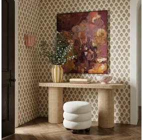 Darcy Faux Travertine Oval Outdoor Concrete Top Console Table