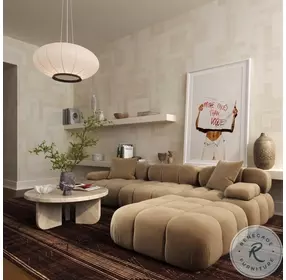 Calliope Cafe Au Lait Performance Velvet Modular Ottoman