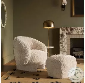 Britt Natural Vegan Shearling Ottoman