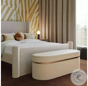 Pomp Cream Velvet Bench