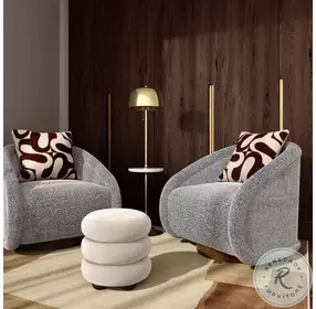 Stefanie Cream Velvet Ottoman