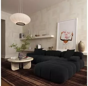 Calliope Black Square Modular Ottoman