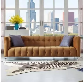 Bea Cognac Velvet 91" Sofa