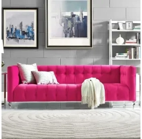 Bea Pink Velvet 91" Sofa