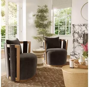Paolo Chocolate Brown Upcycled Swivel Chair