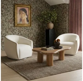Jordan Cream and Chocolate Brown Performance Fabric Upholstered Swivel Accent Chair
