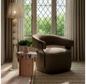 Madison Mink Performance Fabric Upholstered Swivel Accent Chair