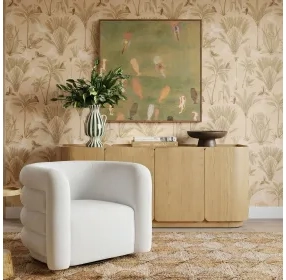 Curves Cream Performance Fabric Upholstered Swivel Accent Chair