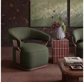 Madison Dark Green Performance Fabric Upholstered Swivel Accent Chair