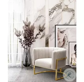Magnolia Spotted Cream Chair With Gold Base