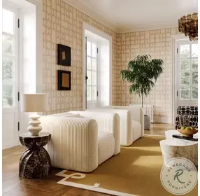 Tarra Fluffy Cream Corduroy Performance Fabric Oversized Arm Chair