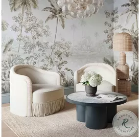 Pamela Cream Boucle Tassel Lounge Chair