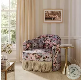 Pamela Spring Floral Print Tasseled Lounge Chair