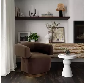 River Chocolate Brown Performance Velvet Swivel Accent Chair