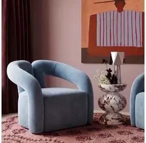 Jenn Blue Performance Velvet Upholstered Accent Chair