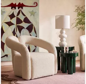Jenn Cream Performance Boucle Upholstered Accent Chair