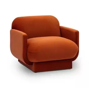 Azalea Rust Orange Performance Velvet Upholstered Accent Chair