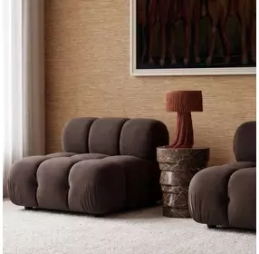 Calliope Dark Brown Performance Velvet Modular Armless Chair with Pillow