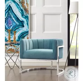 Magnolia Sea Blue Chair with Silver Base